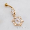 MULTI CZ DANGLE FLOWER SNOW FLAKE DANGLE BELLY BUTTON NAVEL RING 316L SURGICAL STEEL 